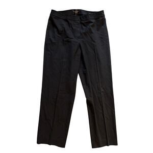 ST. JOHN Caviar Black "Diana" Wool Stretch Straight Leg Trouser Pants Size 10